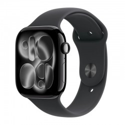 Apple Watch Series 11 Aluminium 42mm Αδιάβροχο με Παλμογράφο (Jet Black Aluminium Case with Black Sport Band - M/L)
